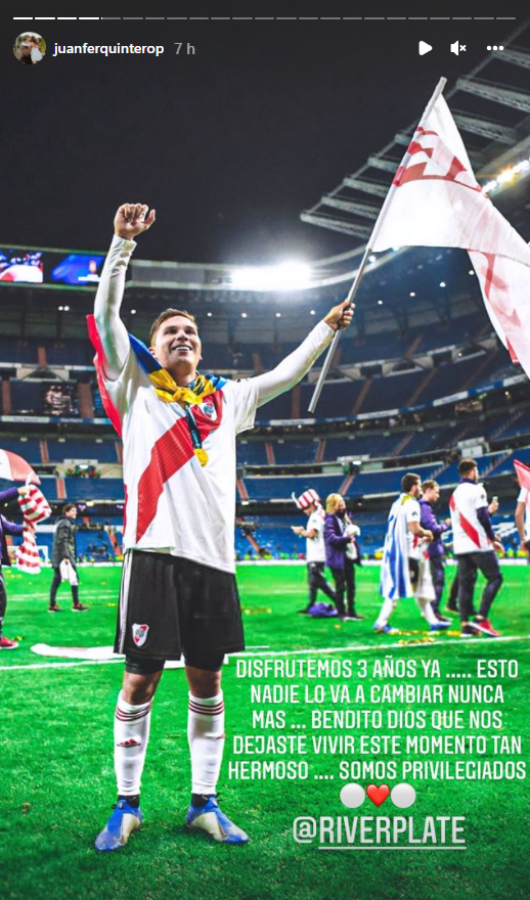 Imagen Juanfer, mientras coquetea con un posible regreso a River, recordó la gesta de Madrid.