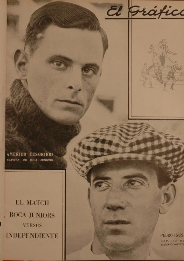 La tapa de El Gráfico del 27 de febrero de 1927, muestra a Isusi junto a Tesorieri.
