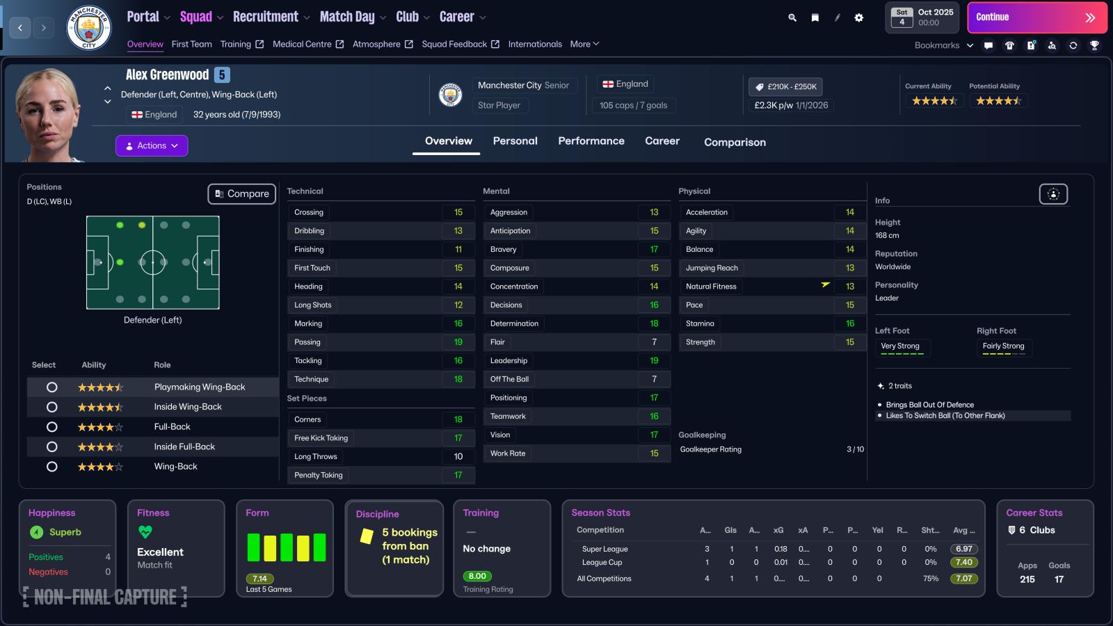 Imagen La interfaz de las habilidades en fútbol femenino.