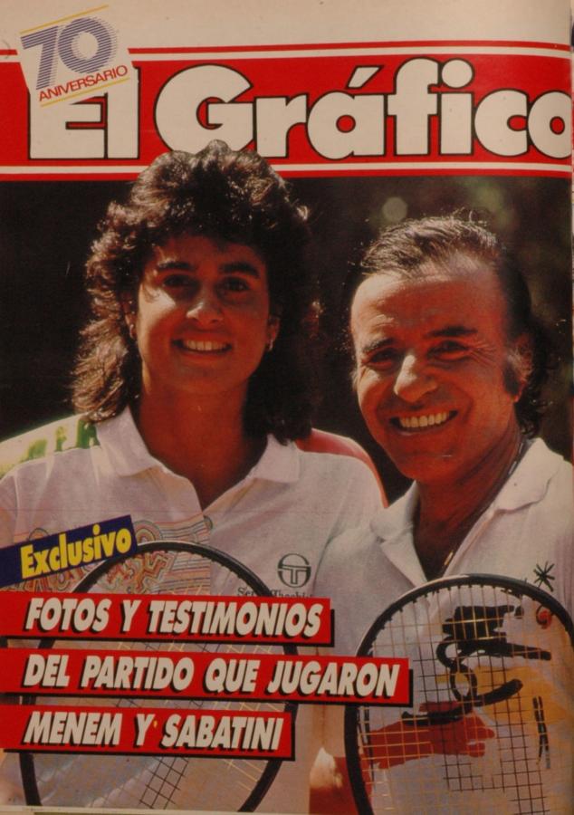 Imagen El tenis fue otra de sus pasiones: Menem y Sabatini, en la tapa de El Gráfico