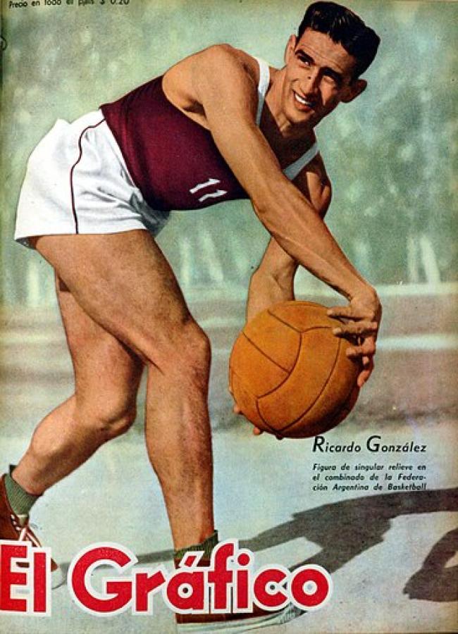 Imagen Ricardo en 1950, tapa de El Gráfico. Figura y líder.