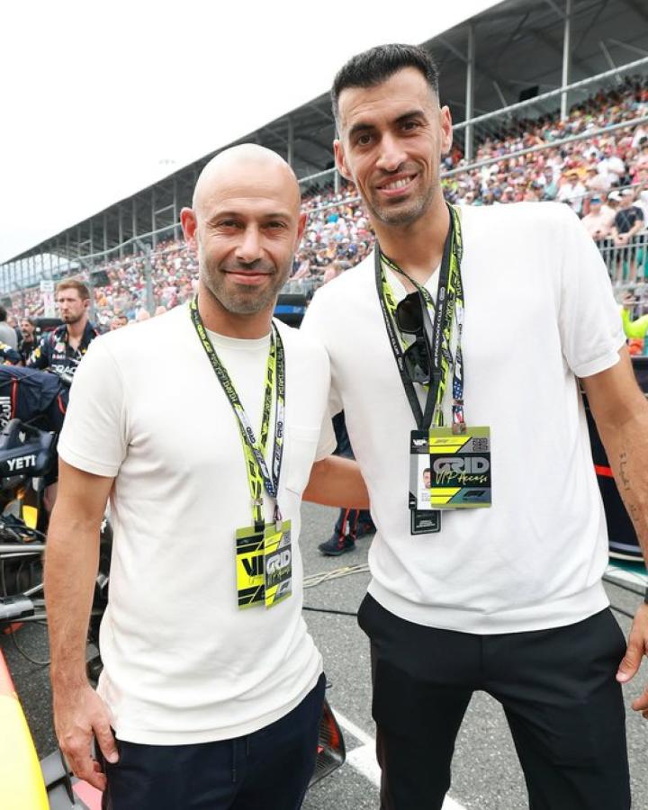 Imagen Mascherano y Busquets, en el GP de Miami.