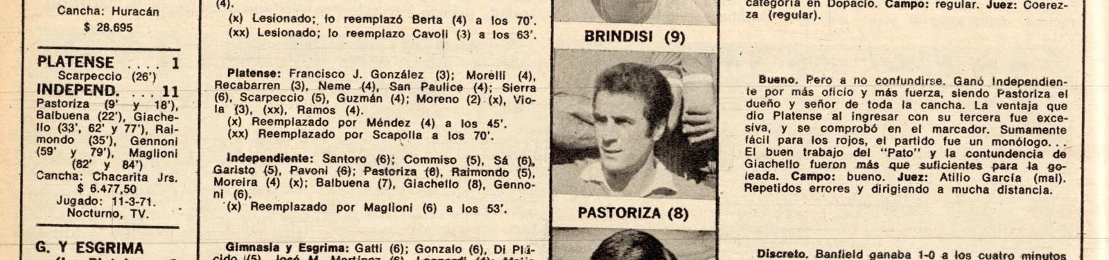 Imagen La ficha de El Gráfico de la histórica goleada de Independiente