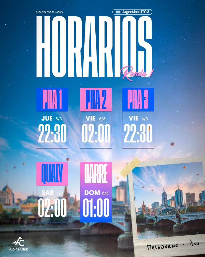 Imagen Horarios para ver a Colapinto en Australia.