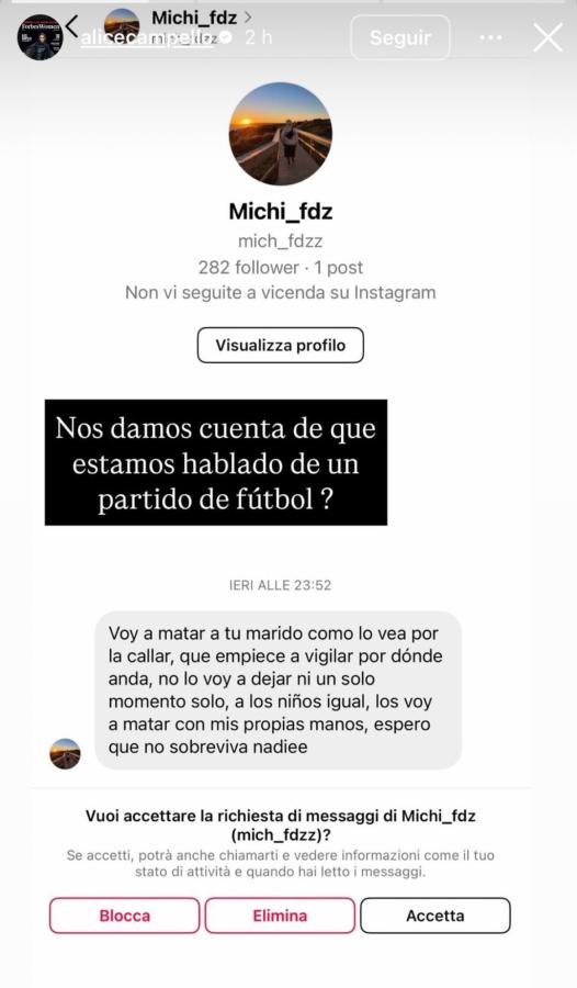Imagen Las amenazas que recibió la mujer de Morata tras la final.