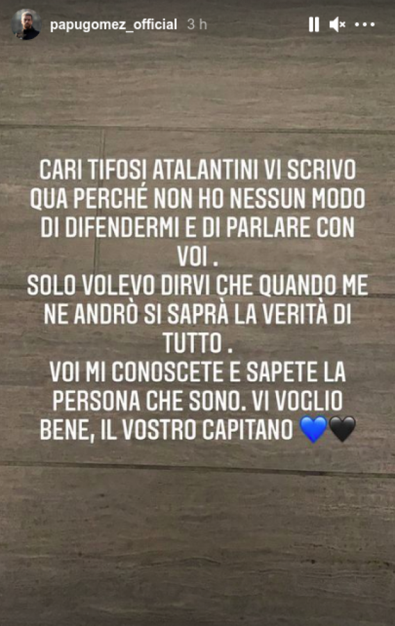 Imagen El comunicado de Papu Gómez a traves de su IG