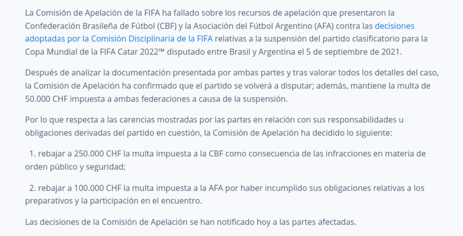 Imagen El Fallo de FIFA.