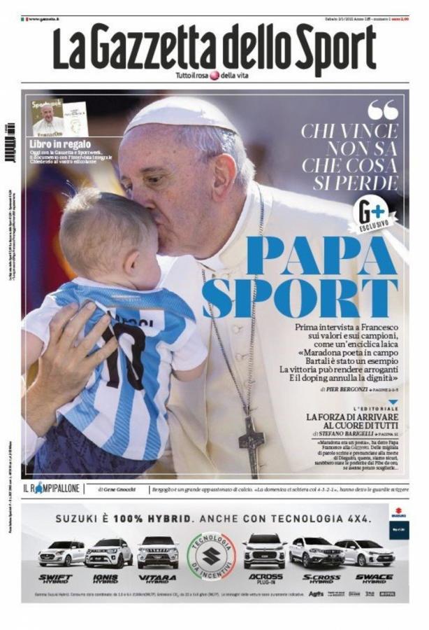 Imagen Papa Francisco en la tapa de la Gazzetta