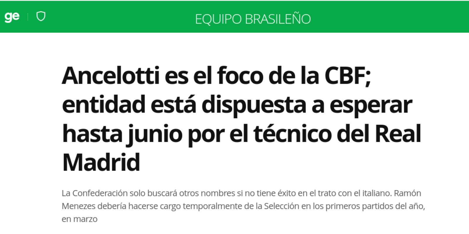 Imagen Ancelotti en la mira de Brasil.