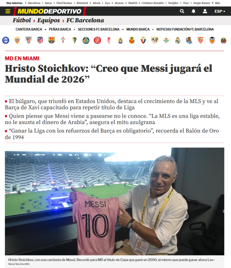 Imagen Stoichkov con la camiseta de Messi.