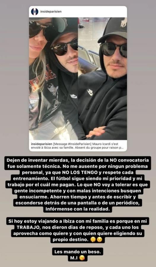 Imagen Mauro Icardi, furioso en sus redes sociales.