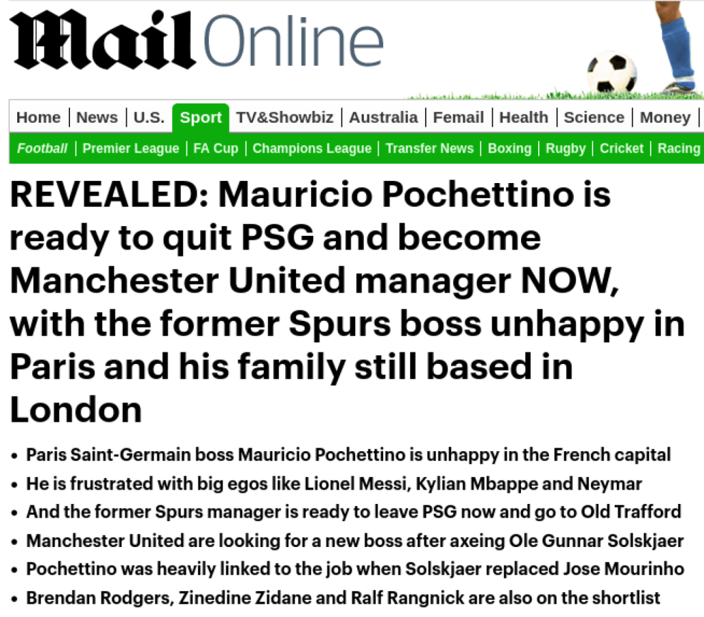 Imagen La información de Daily Mail sobre el futuro de Pochettino