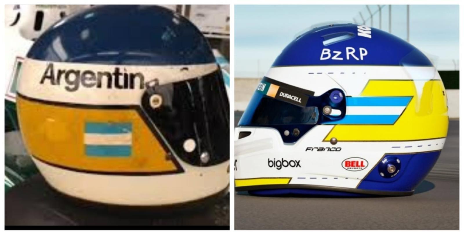 Imagen Colapinto y su casco en homenaje a Reuteman en los GP de México y Brasil de 2024.