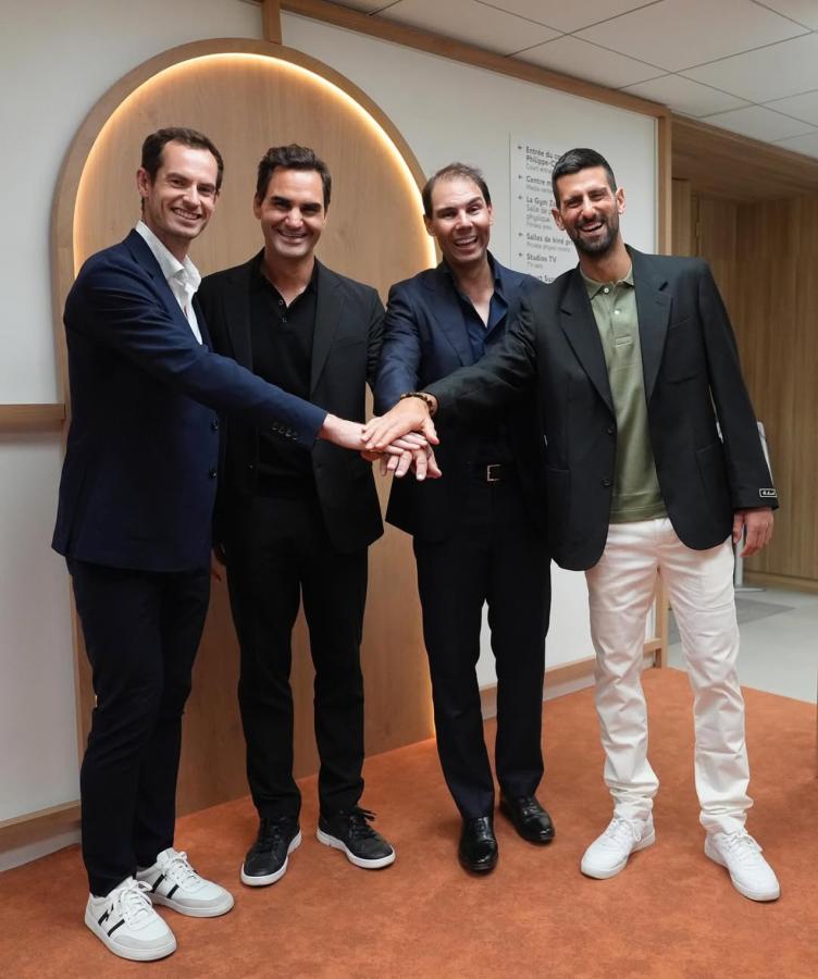 Imagen Nadal, Federer, Djokovic y Murray, juntos otra vez. Foto: Roland Garros