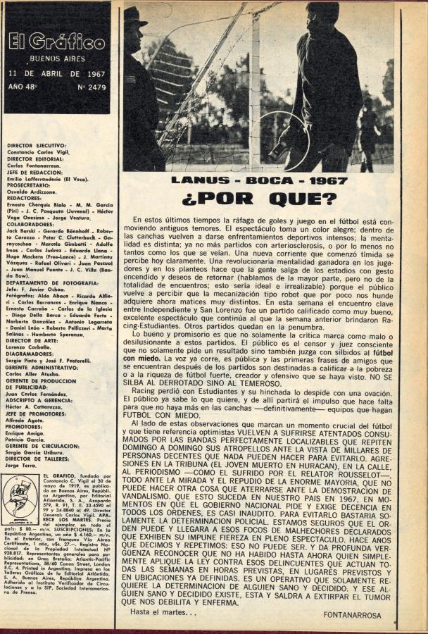 Imagen Editorial de El Gráfico, 1967