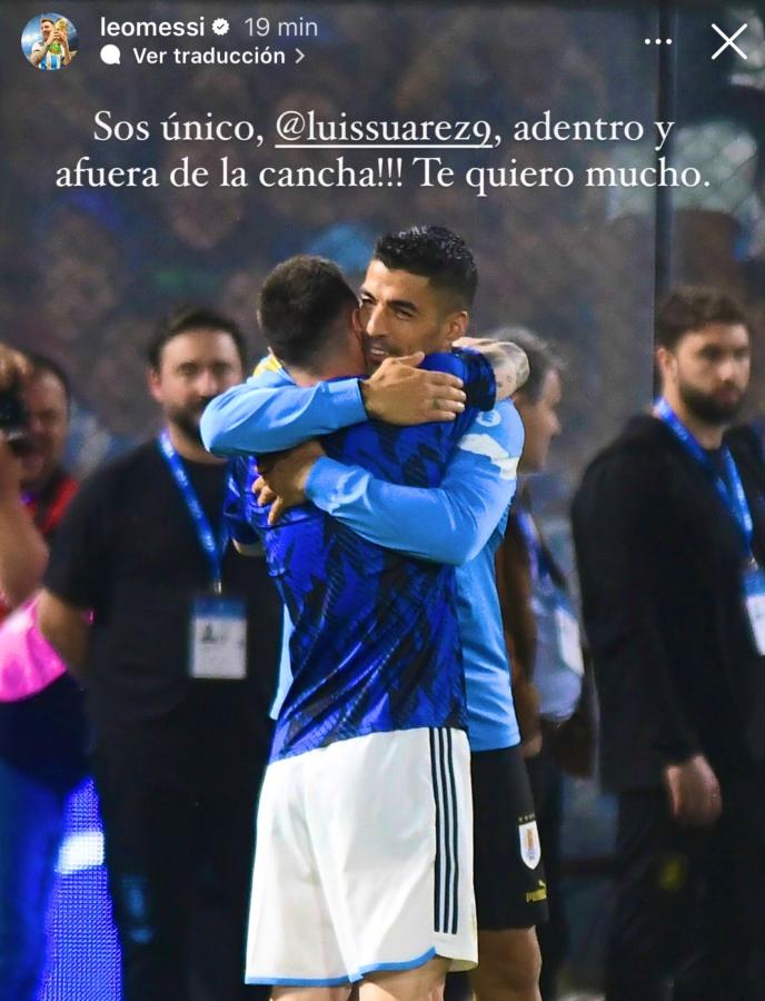 Imagen Lionel Messi y Luis Suárez, símbolos de Argentina y Uruguay.