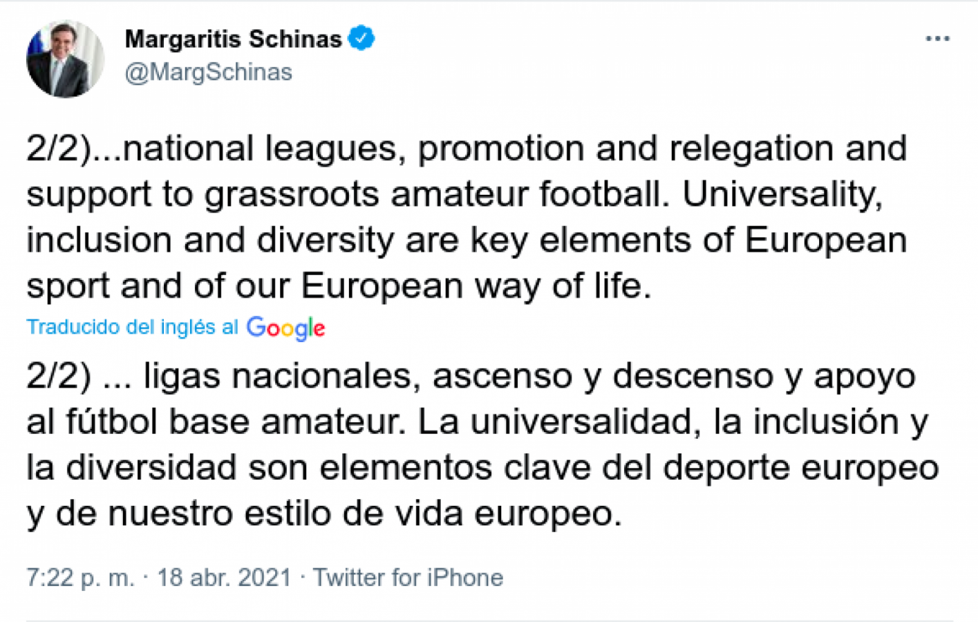 Imagen Declaración de Margaritis Schinás