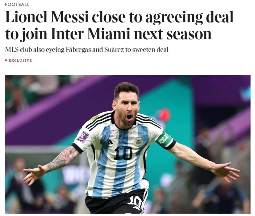 Imagen Dice The Times: Lionel Messi, cerca de llegar a un acuerdo para unirse a Inter Miami.
