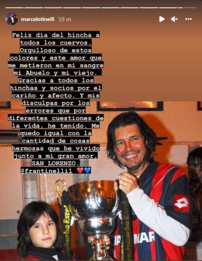 Imagen La publicación de Tinelli en sus historias de Instagram.