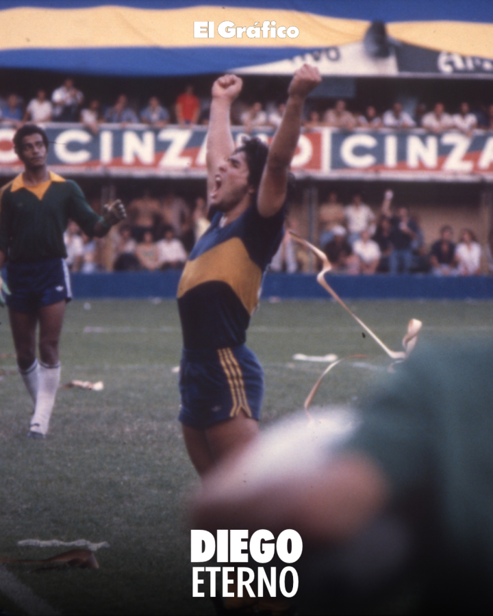 Imagen Maradona en el Superclásico del 10 de abril de 1981, en el que Boca derrotó 3-0 a River en La Bombonera por el Metropolitano.
