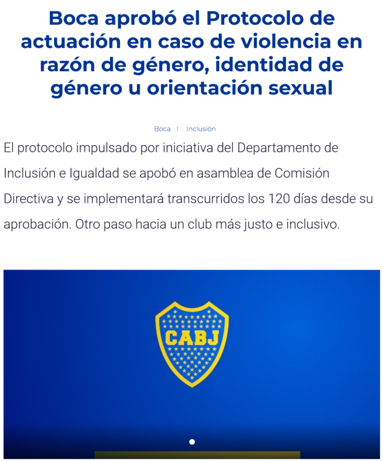Imagen Boca Juniors anunciaba en su página el protocolo aprobado.