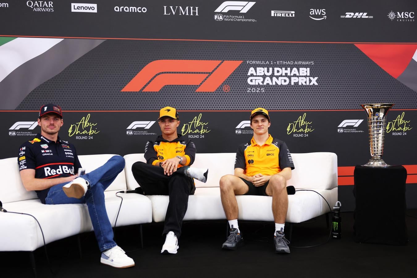 Imagen de La picante conferencia de prensa de Norris, Verstappen y Piastri en la previa de Abu Dhabi