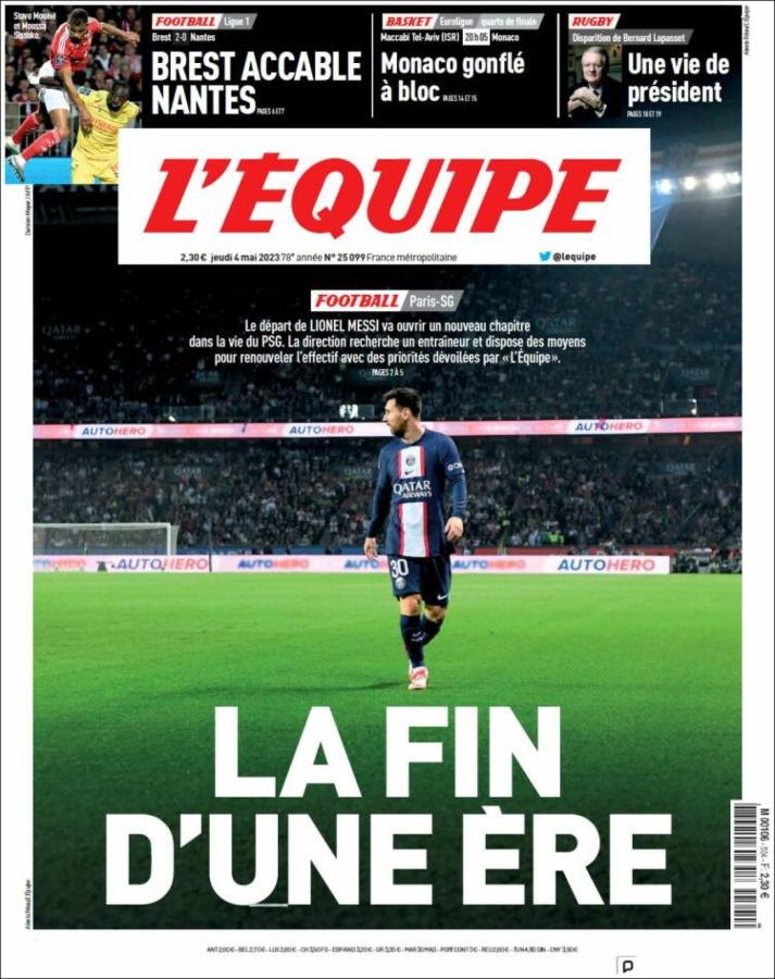 Imagen La tapa de L´Equipe y el futuro de PSG.