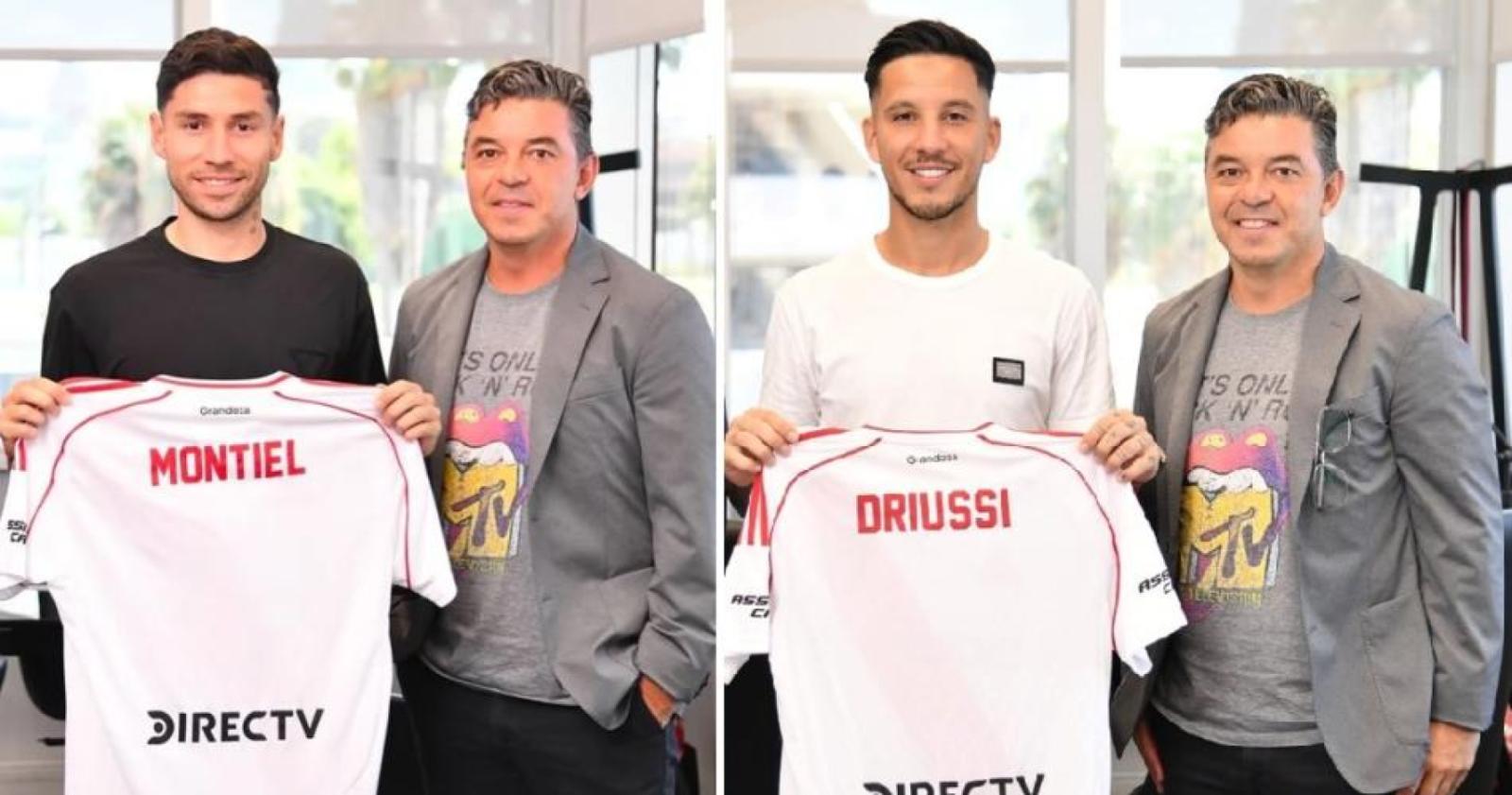 Imagen Gallardo junto con otros dos concretados deseos: Driussi y Montiel.