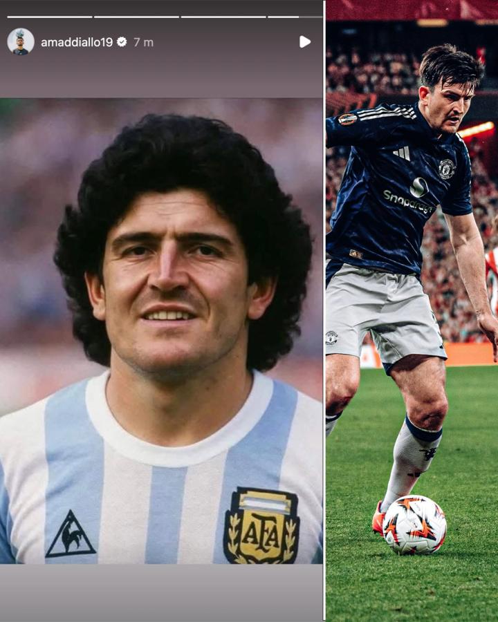 Imagen Amad Diallo subió una foto de Maguire con el pelo de Maradona en México 86.