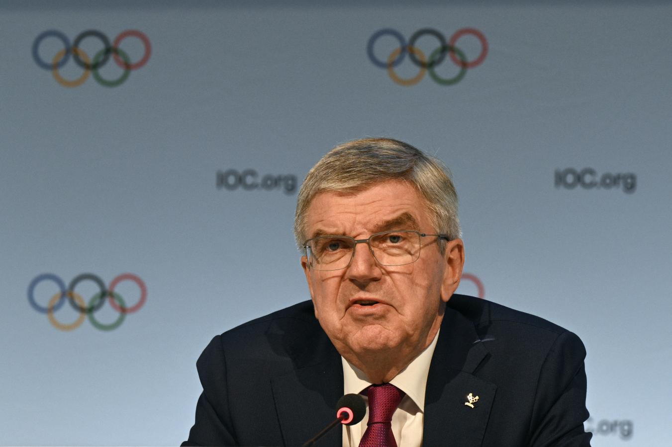 Imagen Thomas Bach, presidente del Comité Olímpico Internacional, durante la reunión en Bombai.