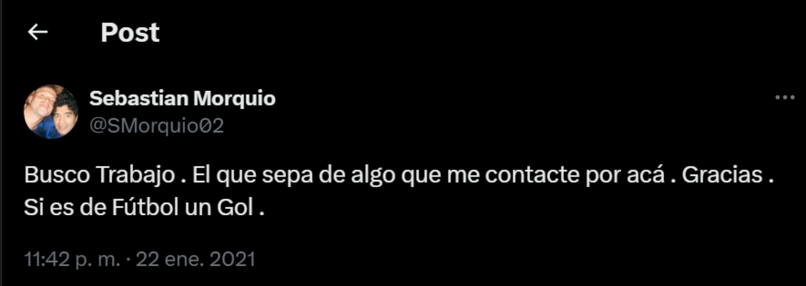 Imagen El pedido de ayuda de Morquio en 2021.