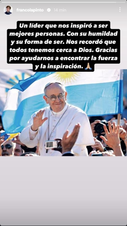 Imagen La historia de Franco Colapinto en homenaje al Papa fallecido.