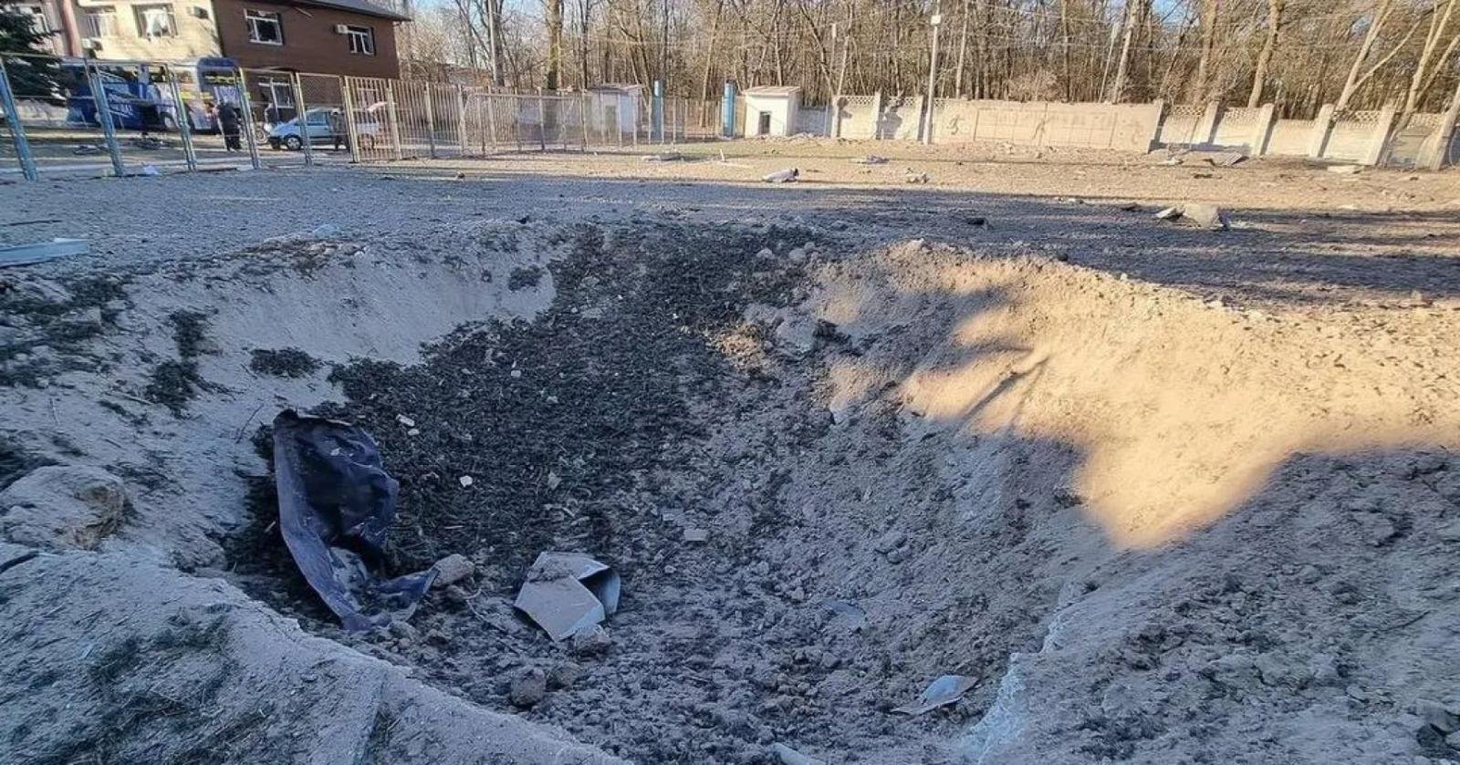 Imagen El estadio de Desna impactado por misiles Rusos.