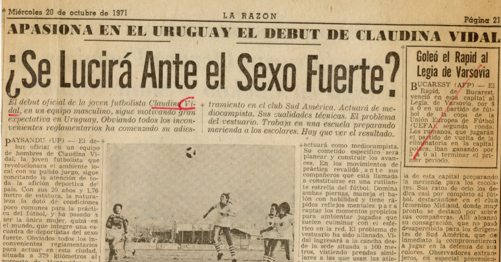 Imagen El recuadro del diario La Razón. 