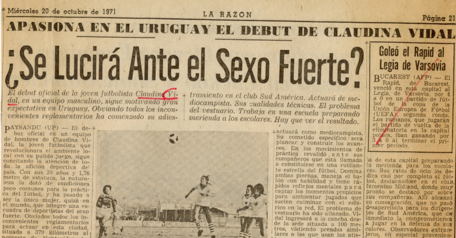 Imagen El recuadro del diario La Razón.