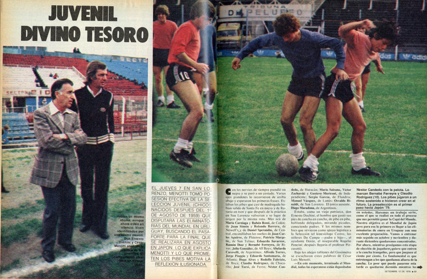 Imagen Crónica de El Gráfico del primer entrenamiento del Juvenil de cara al Mundial '79.