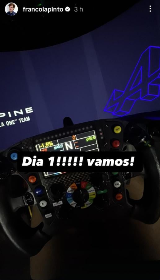Imagen La foto que compartió Colapinto desde Enstone, la base de Alpine.