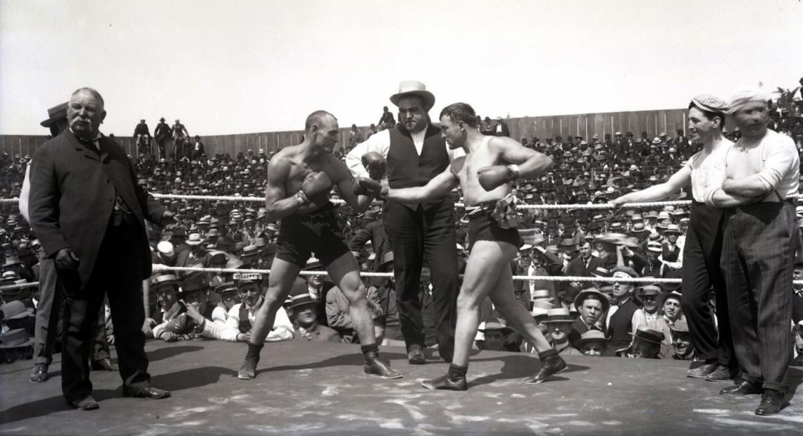 Imagen El primer combate entre Squires y Burns en el 4 de julio de1907 en EEUU.