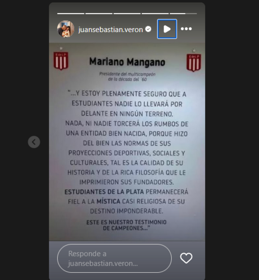 Imagen La historia de Verón en Instagram.