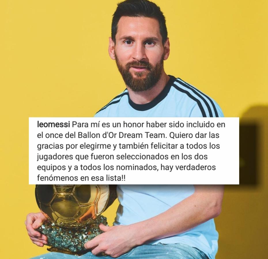Imagen Messi se expresó en Instagram luego de haber sido seleccionado