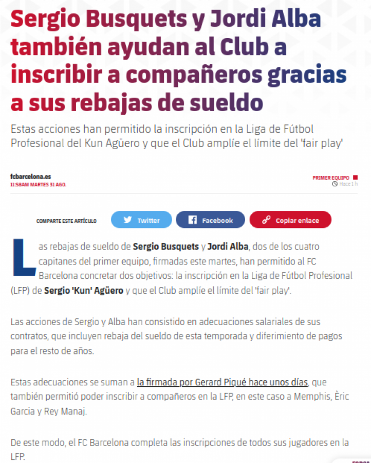 El comunicado del Barcelona