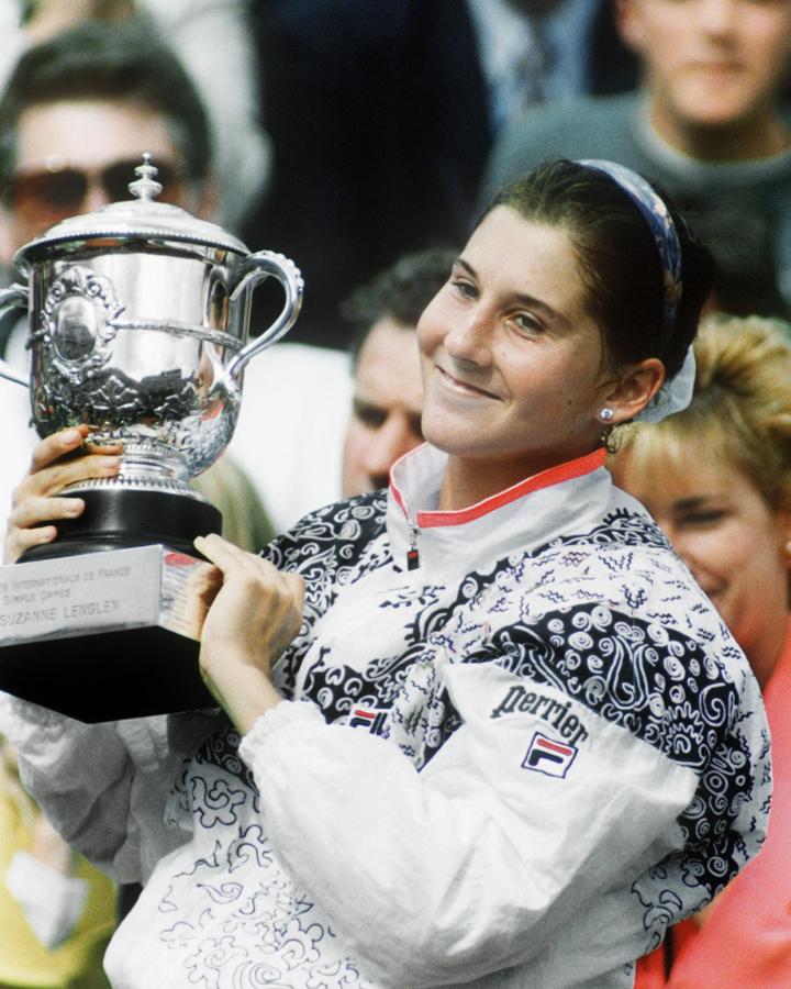 Imagen Monica Seles, durante una de sus conquistas en Roland Garros. (AFP).