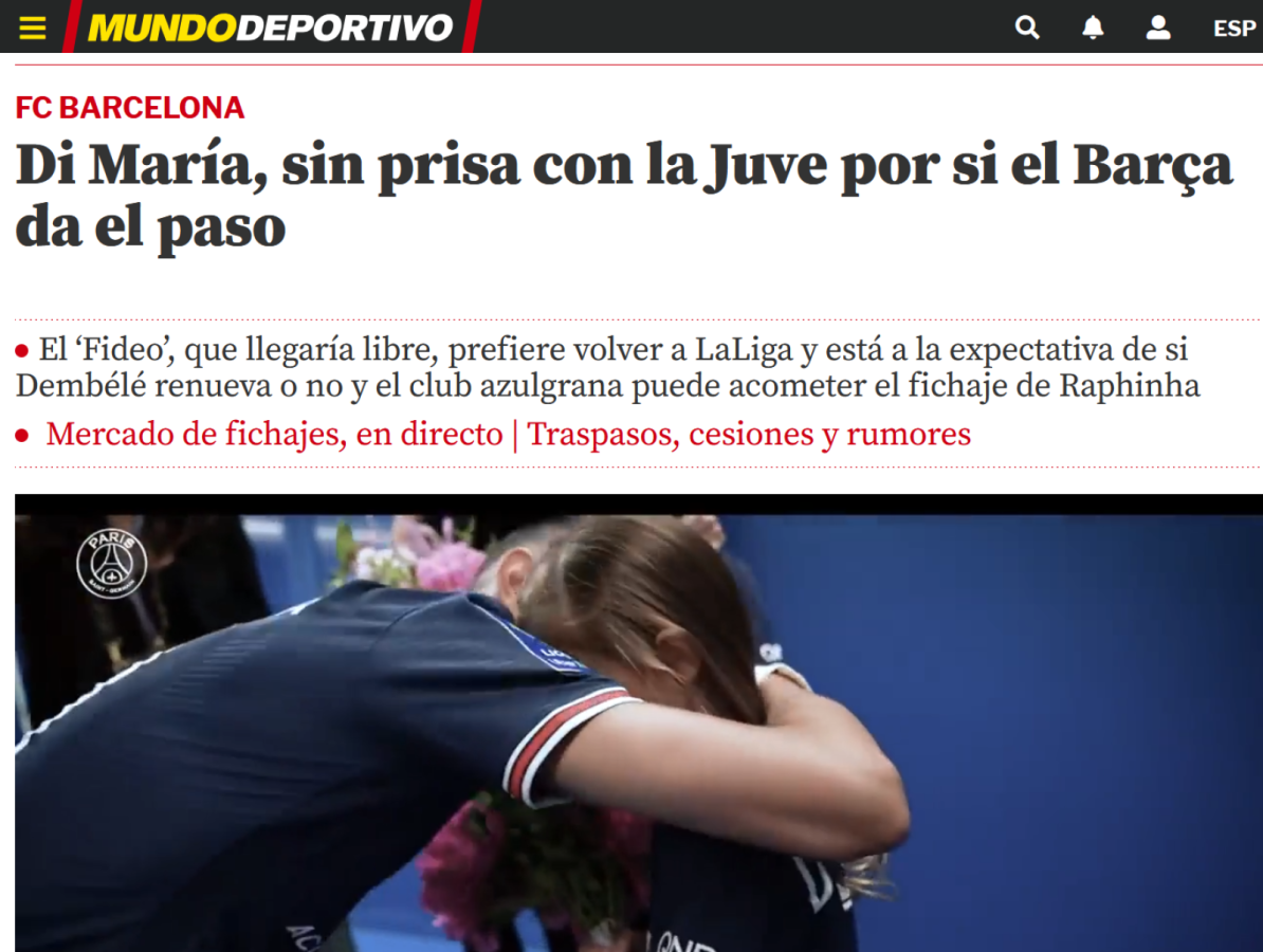 Imagen Barcelona se mete en la pelea por Di María.