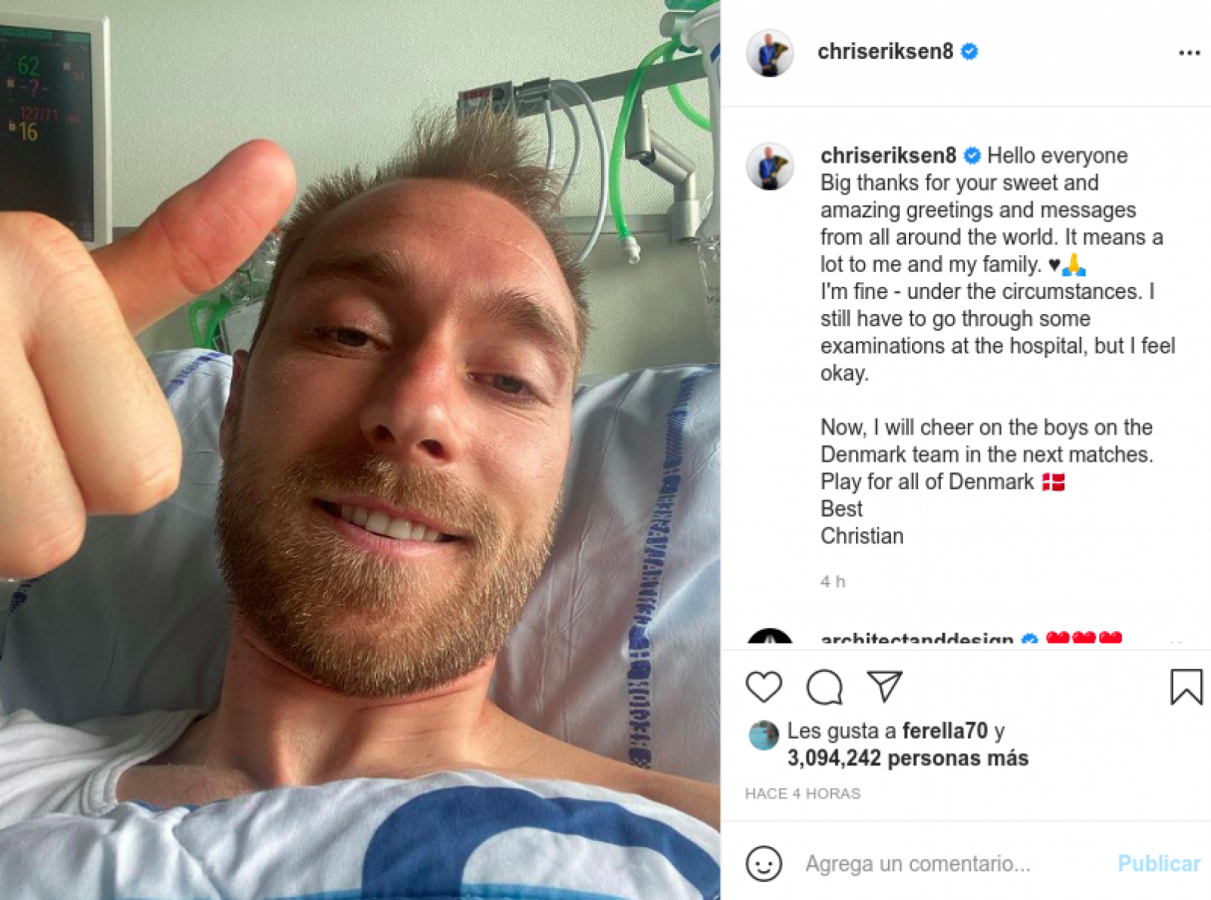 Imagen Eriksen agradeció en su Instagram el cariño popular.