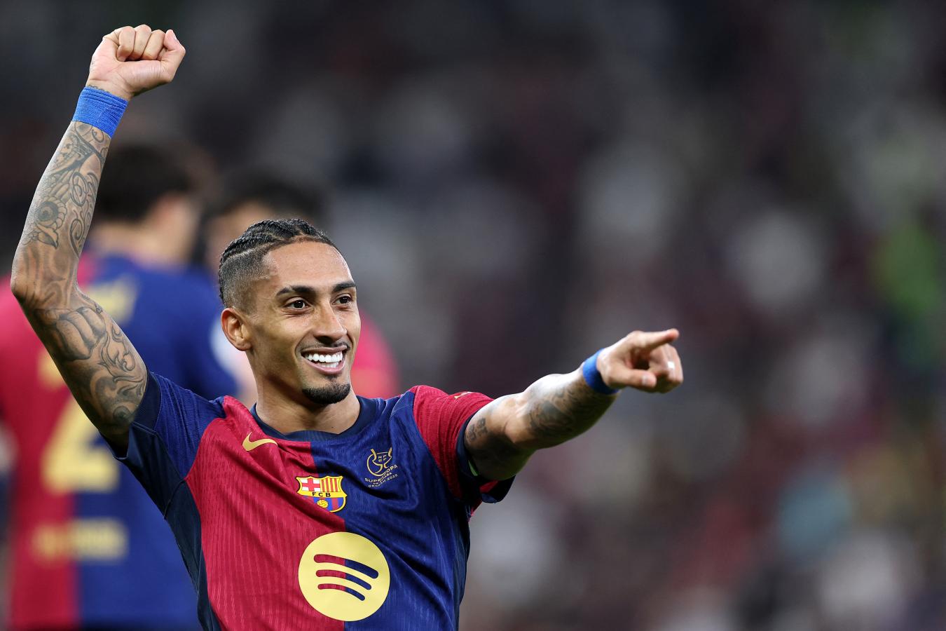 Imagen Raphinha, la figura del partido, marcó dos goles y dio una asistencia. Foto: AFP
