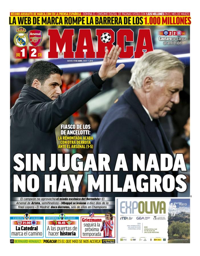 Imagen Marca criticó a Ancelotti: "Sin jugar a nada no hay milagros"