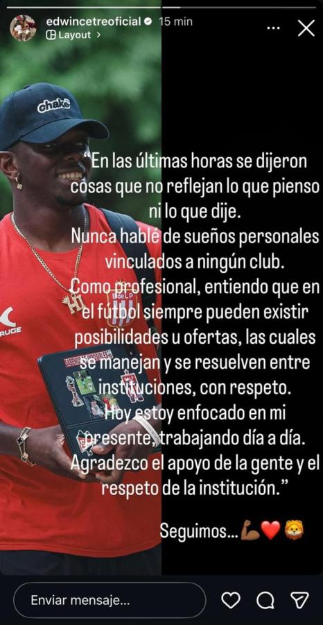 Imagen La historia que subió Edwin Cetré a su IG.