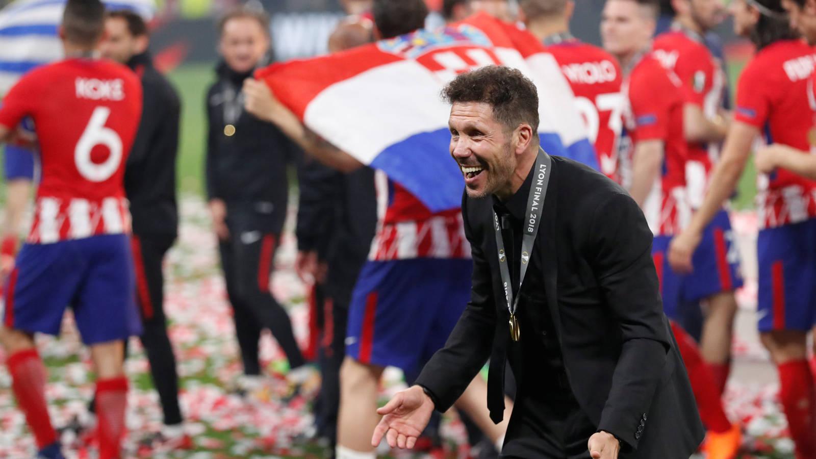 Imagen Simeone festejando el título de Europa League 2018. 