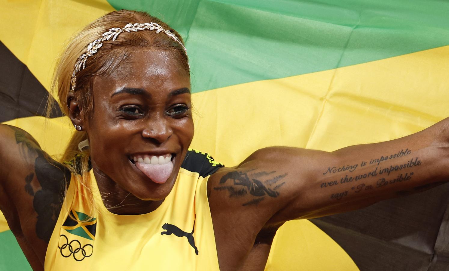 Pura felicidad. Elaine Thompson sigue reinando en los 100 metros (Foto AFP)