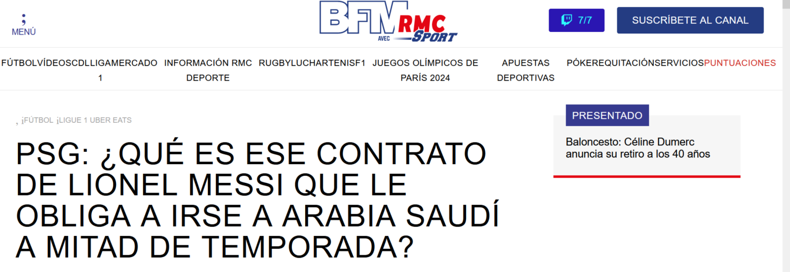 Imagen RMC Sports pone la lupa en el conrato de Mesi con Arabia Saudita.